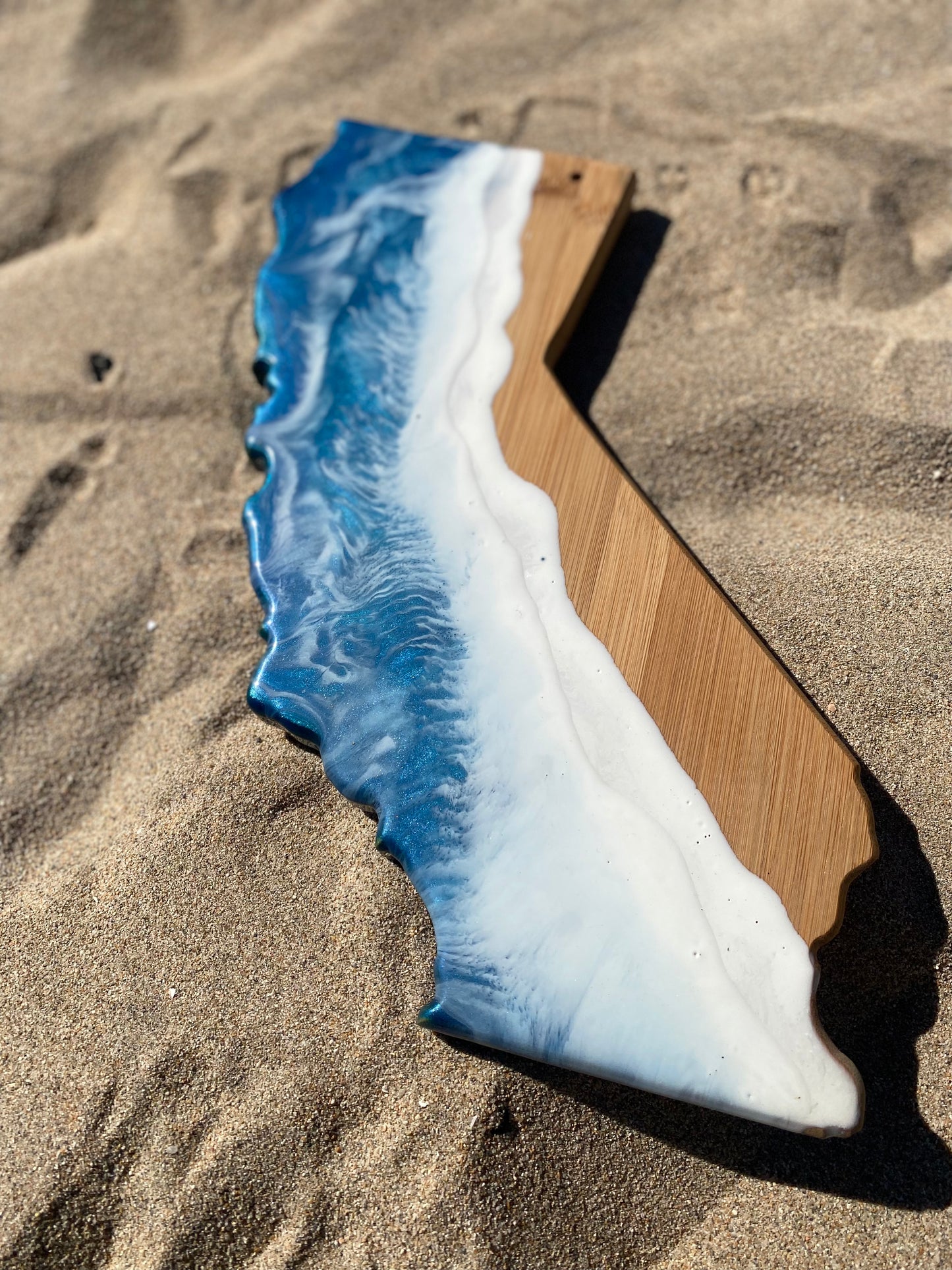 California Shaped Ocean Wave Resin Charcuterie Display Board - Omagoodness Art Shop