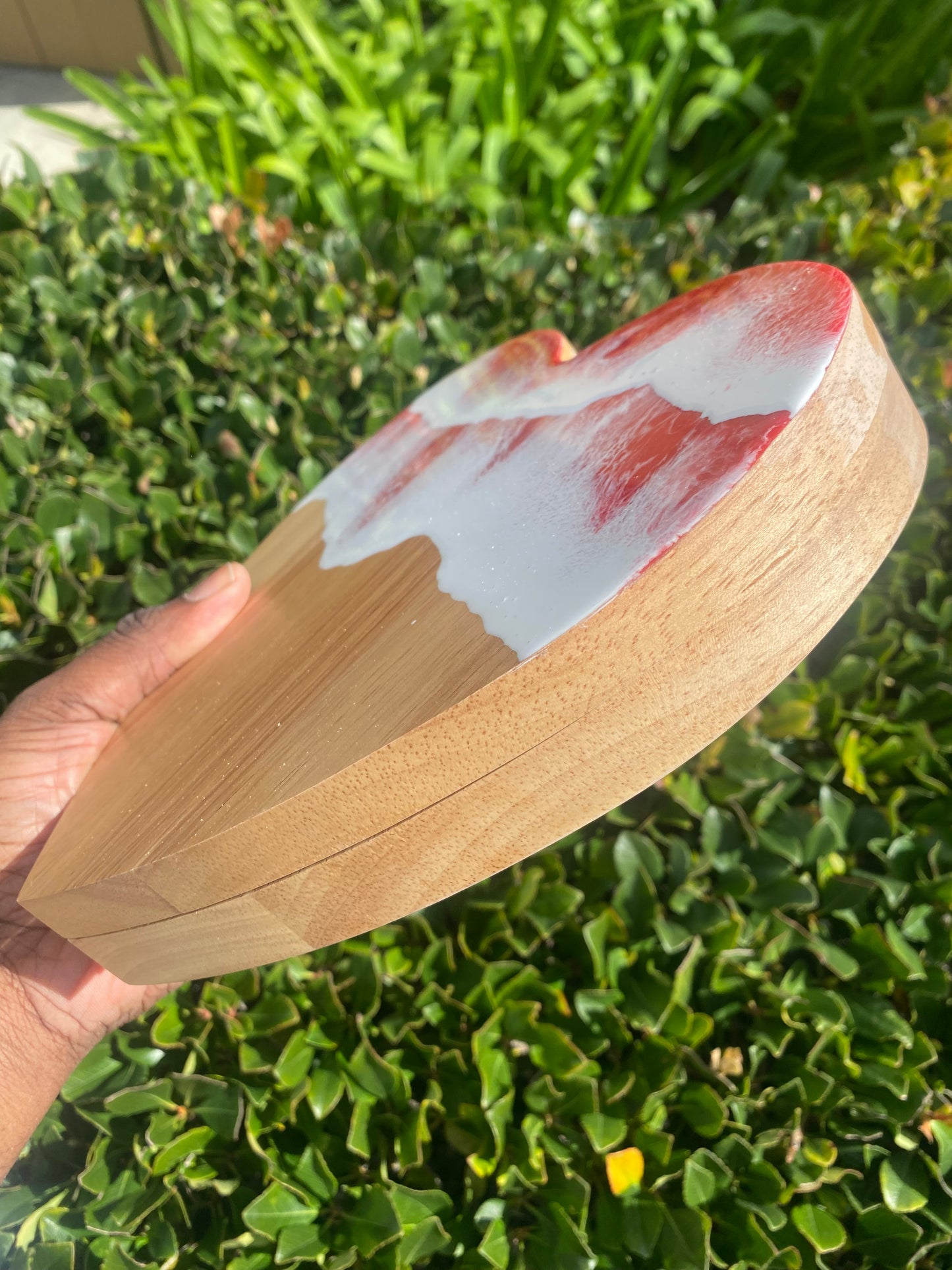 Heart-Shaped Handmade Ocean Resin Wood Cheese Board & Knife Set - Charcuterie Board - Miniature Cutting Board - Wine Meat Cheese Platter