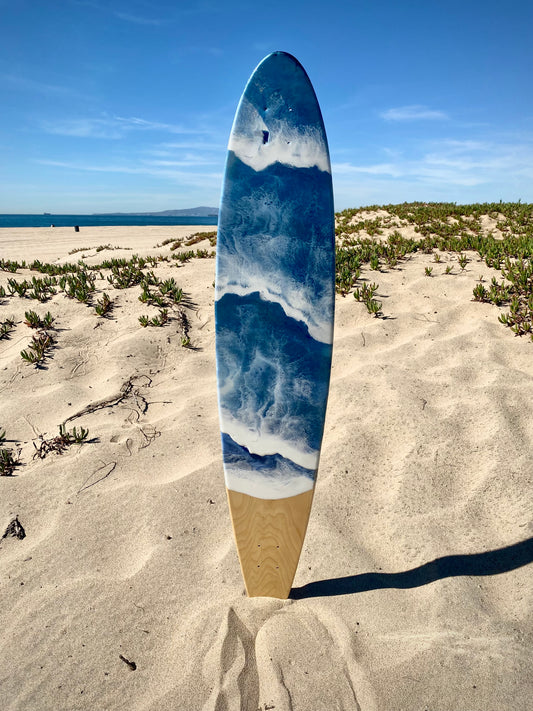 Handcrafted Ocean Resin Longboard Skateboard Wall Decor - Omagoodness Art Shop