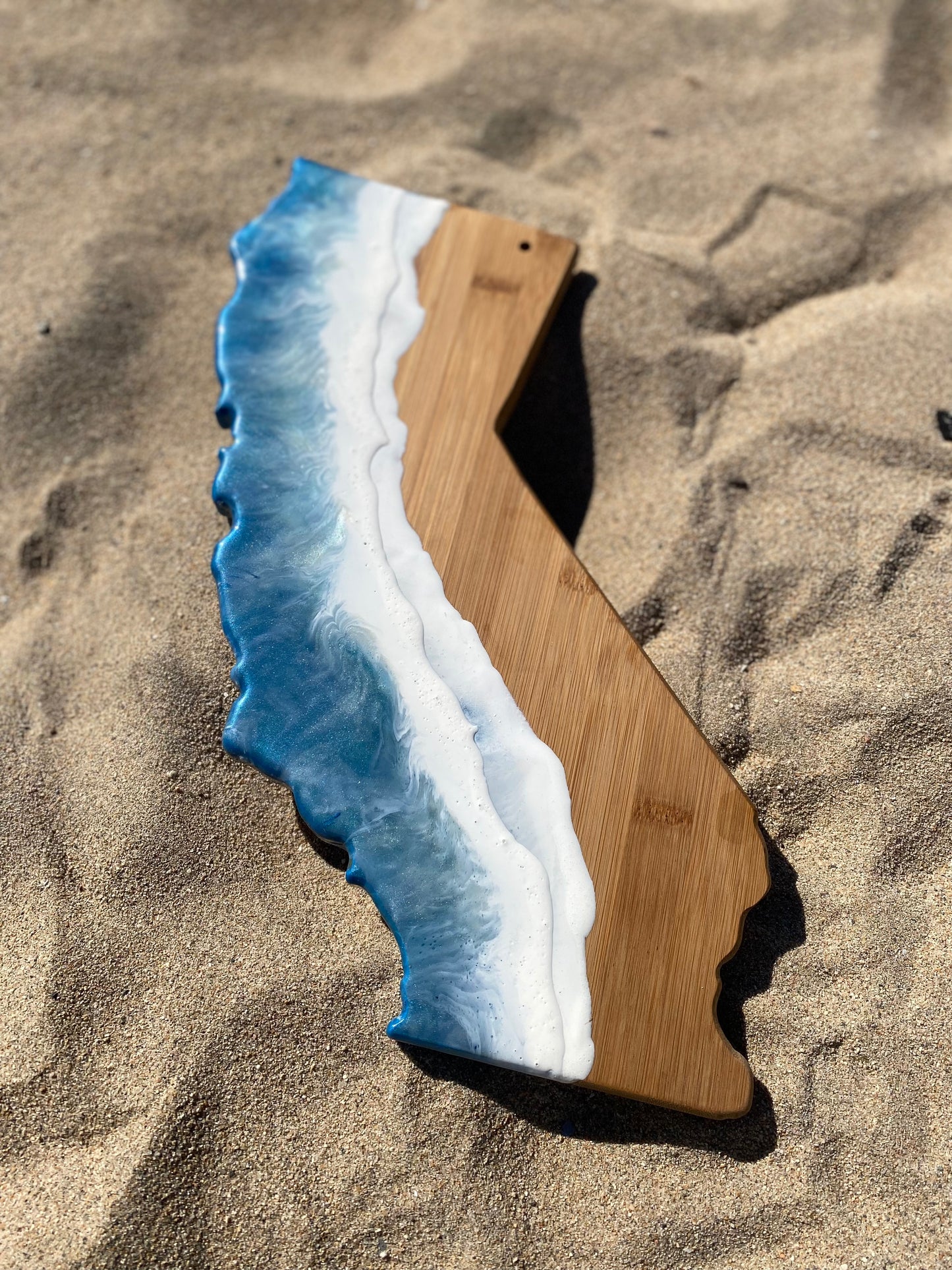 California Shaped Ocean Wave Resin Charcuterie Display Board - Omagoodness Art Shop