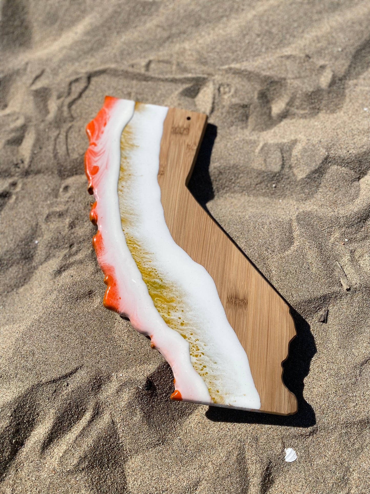 California Shaped Ocean Wave Resin Charcuterie Display Board - Omagoodness Art Shop