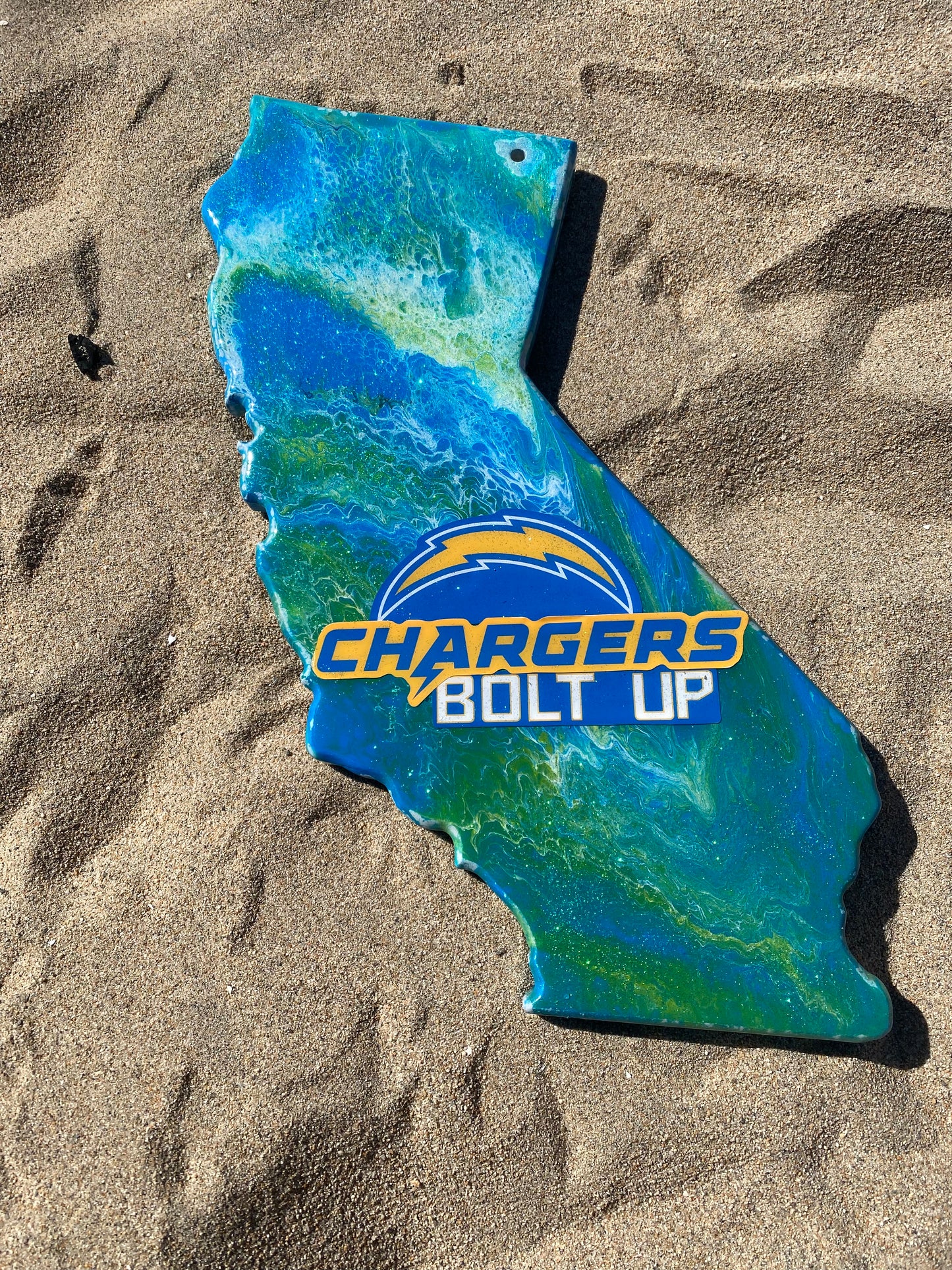 Los Angeles Chargers Resin California Shaped Cheeseboard Charcuterie Display board - Omagoodness Art Shop