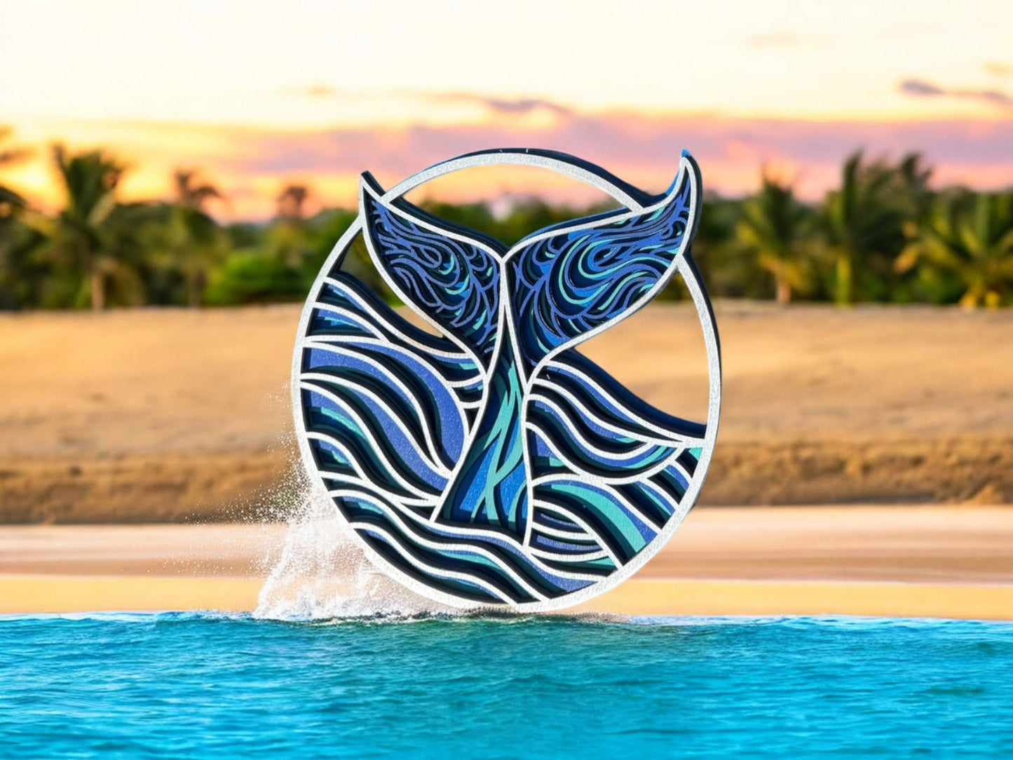 Japanese-Style Wave Wooden Decor