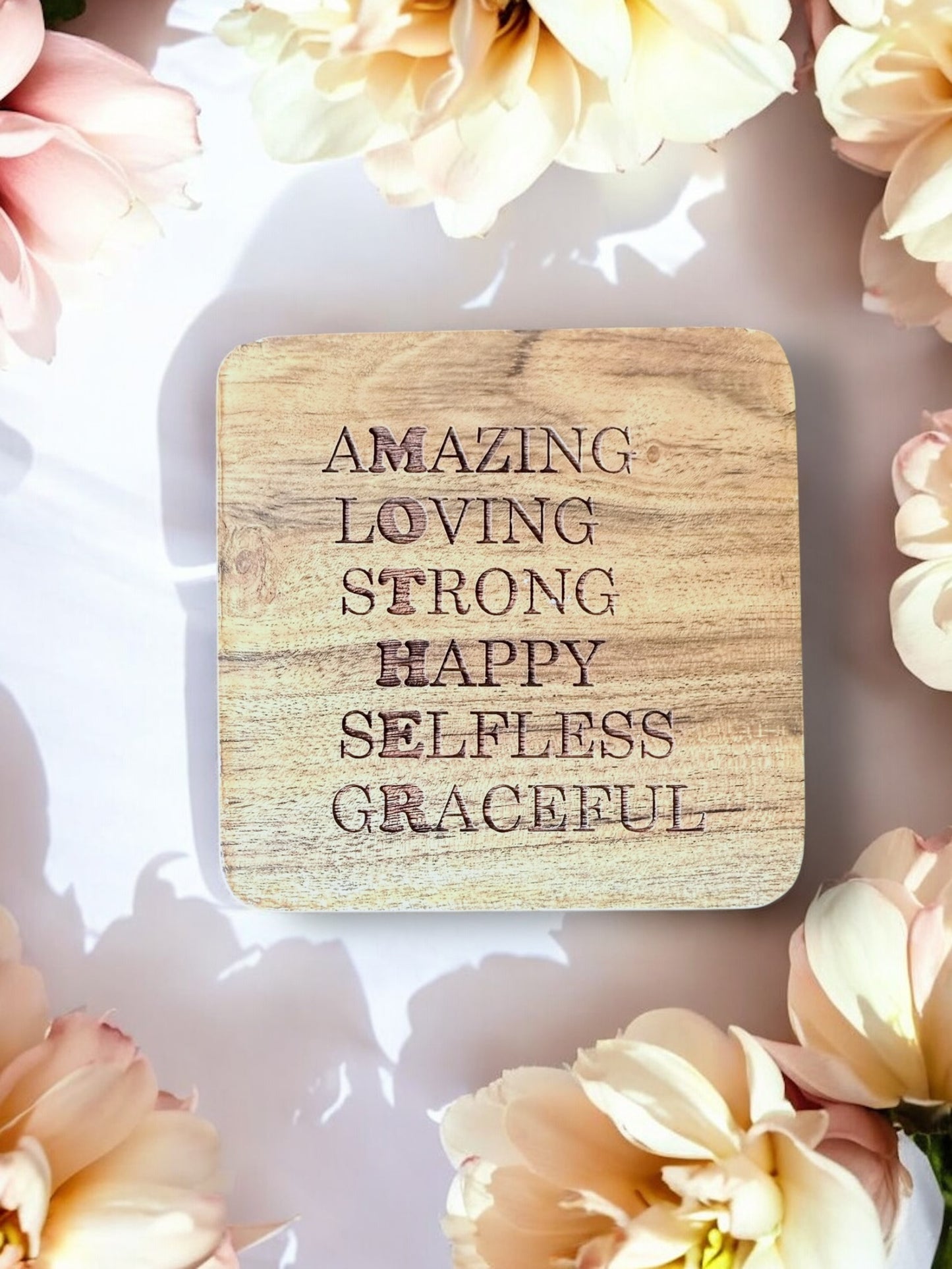 Mom Coasters – Motherhood Gifts – Wood or Slate Coaster – Handmade Engraving Single or Set of 4/6 | Gifts for Mom