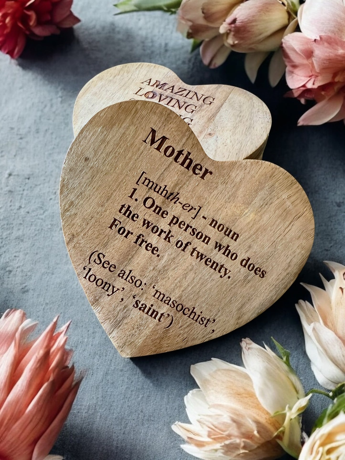 Mom Coasters – Motherhood Gifts – Wood or Slate Coaster – Handmade Engraving Single or Set of 4/6 | Gifts for Mom