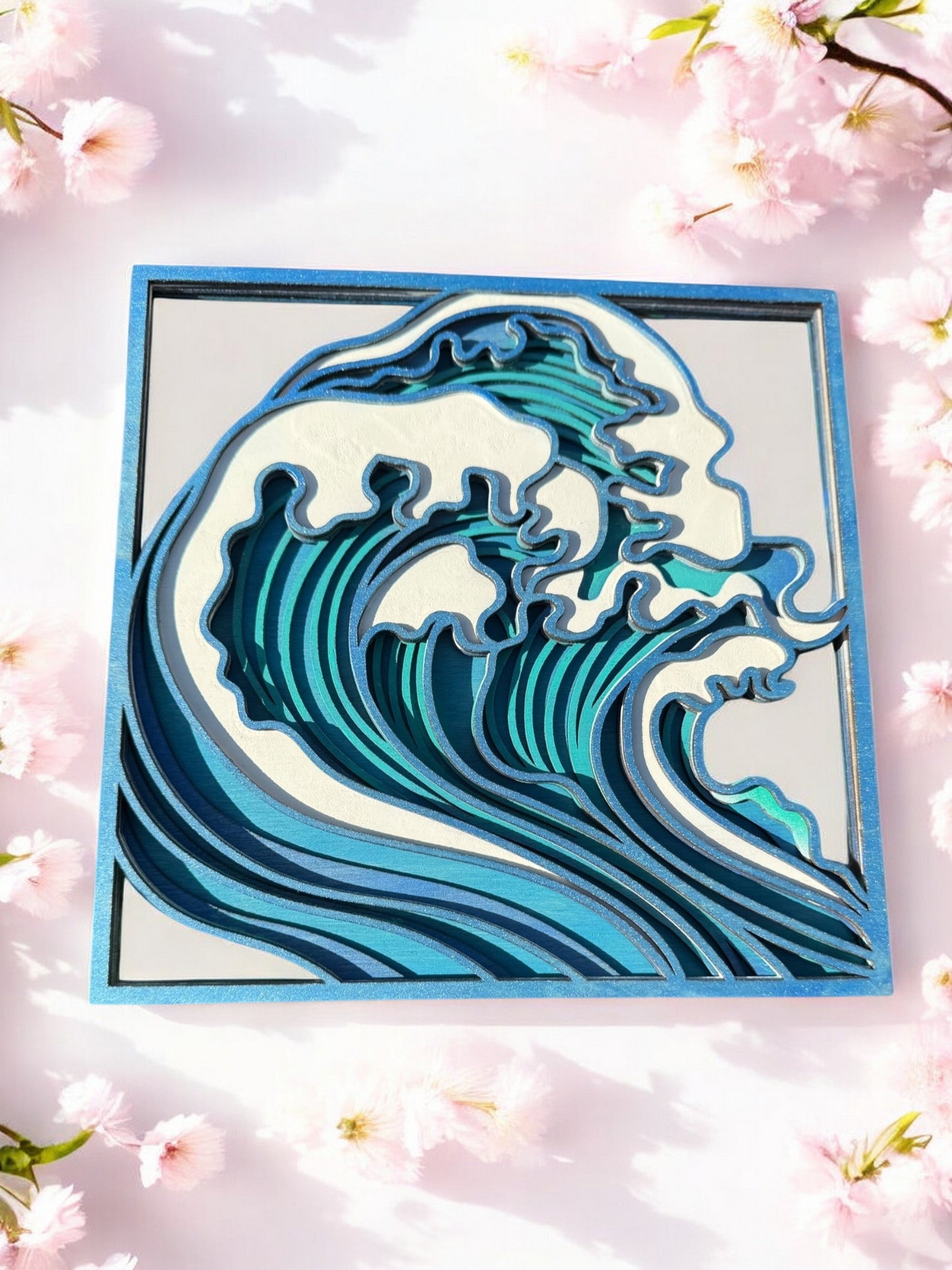 Japanese-Style Wave Wooden Decor