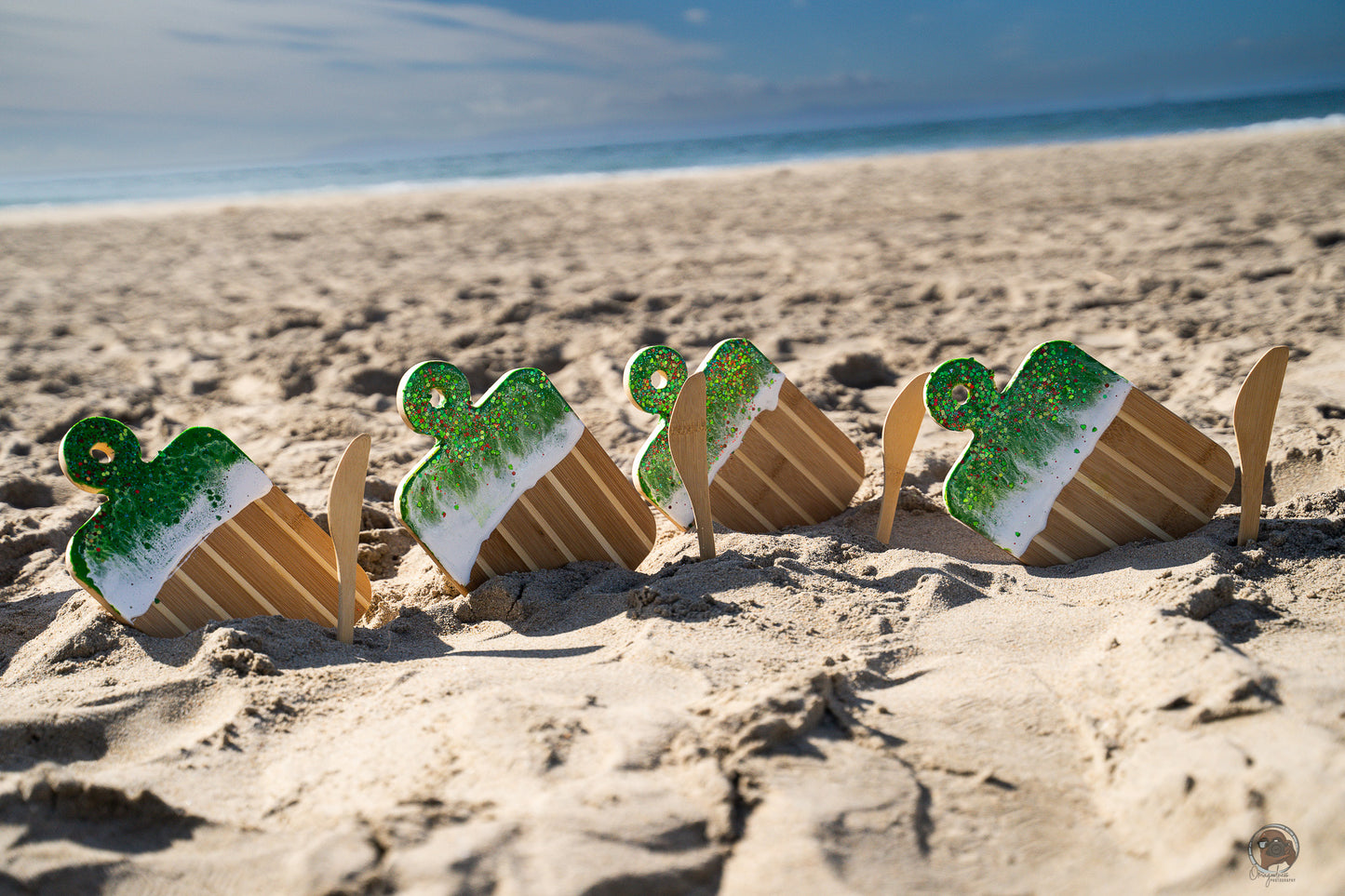 Christmas Themed Striped Paddle Board with spreader - Omagoodness Art Shop