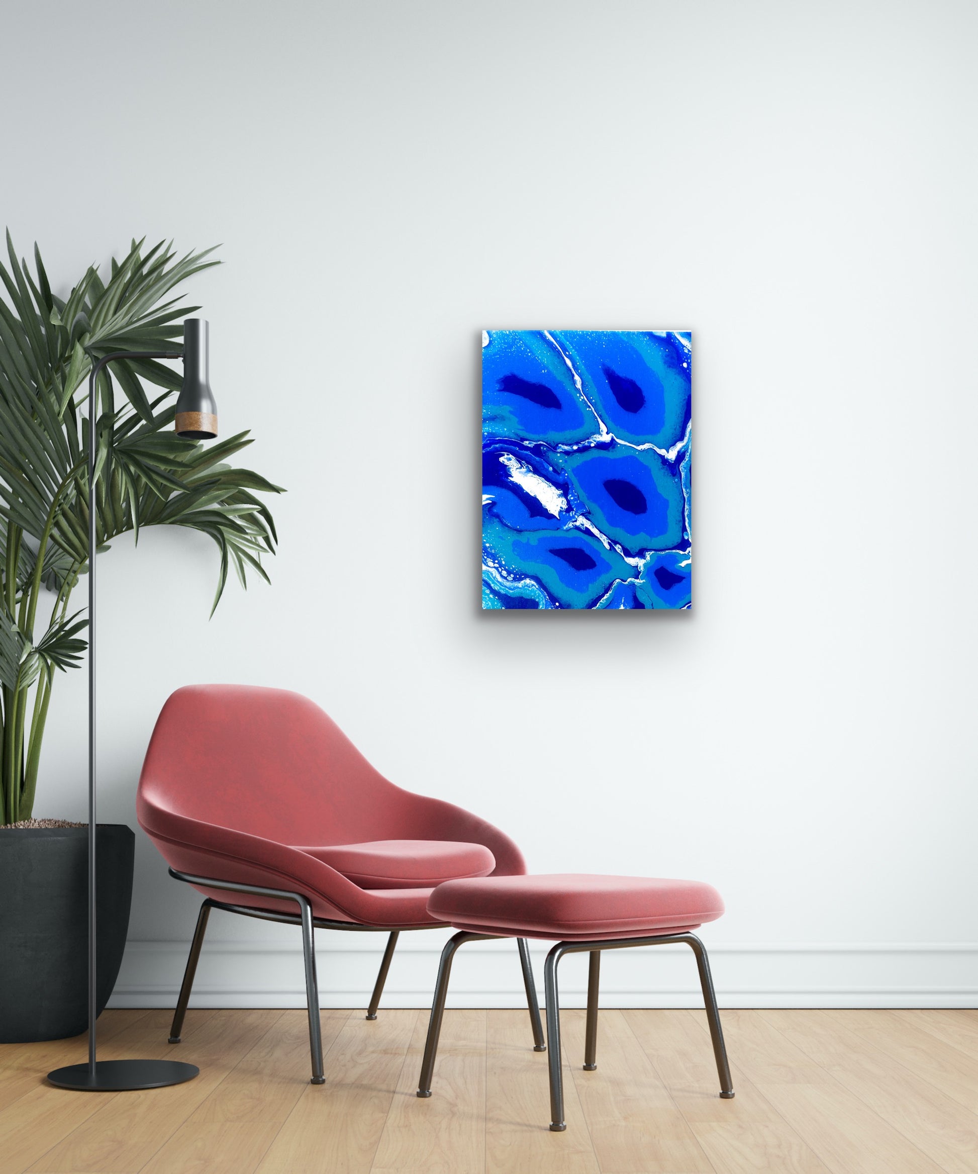 Beautiful Artwork | Handmade | Acrylic Pouring | Swipe Pour Technique | 20 x16 inch canvas | Blue - Omagoodness Art Shop